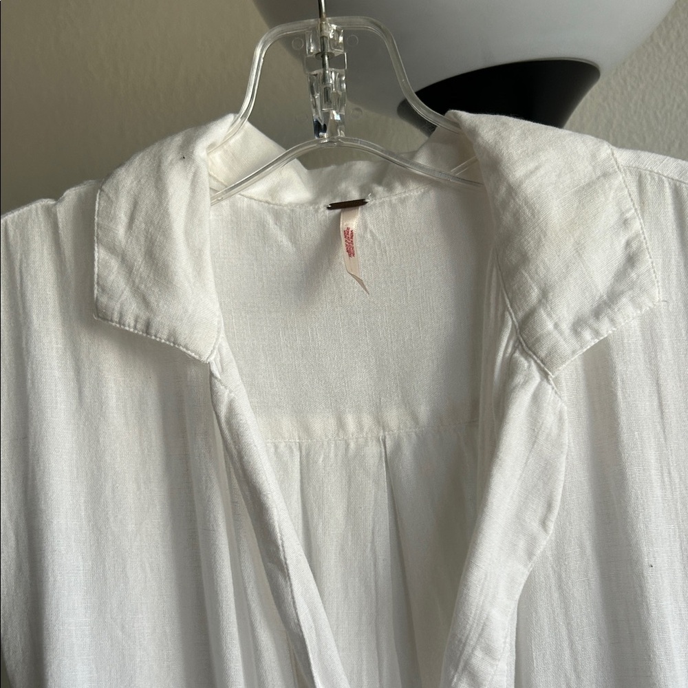 Free People White Maxi Dress with V-Neck and Cap Sleeves - Picture 4 of 14